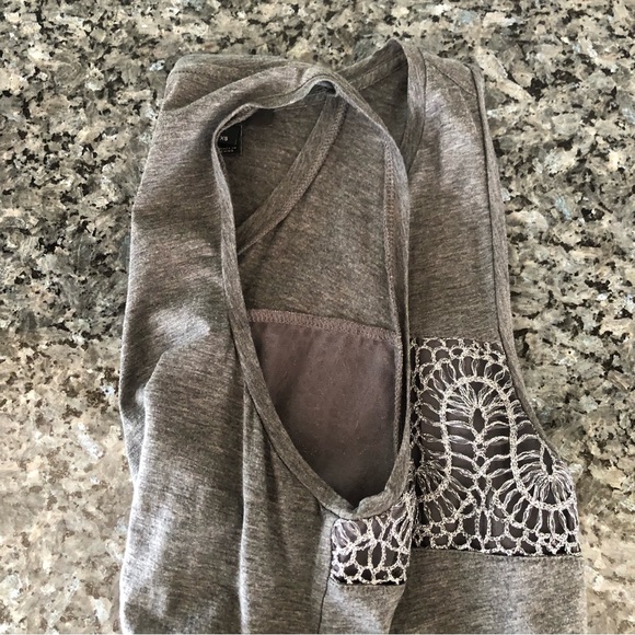 J CREW Gray Metallic Lace Panel Tank Top - Picture 6 of 12